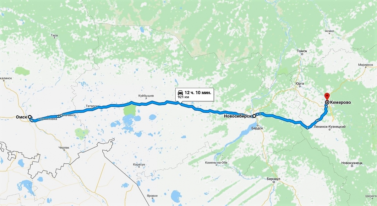 Расстояние до новосибирска на машине