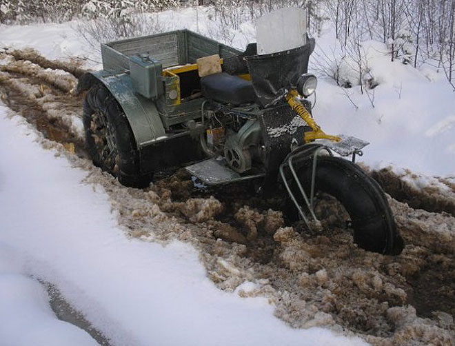 Самодельный снегоход из бензопилы Урал.