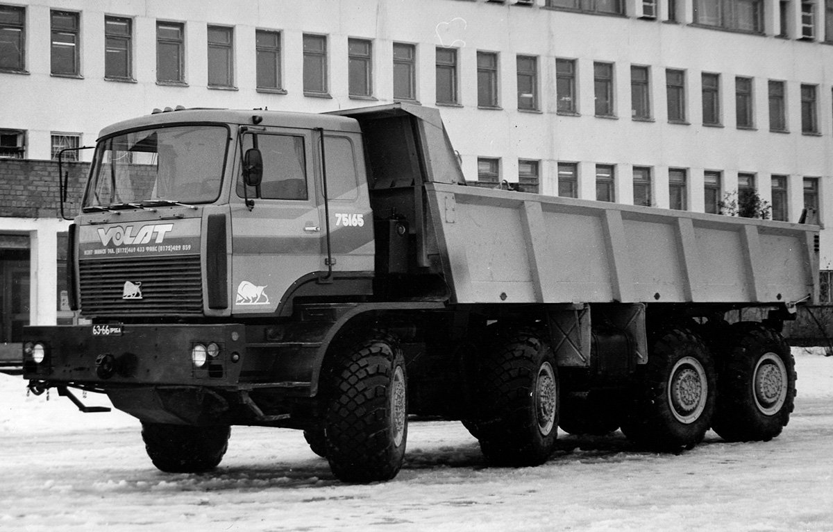Автомобиль-самосвал МАЗ-75165 (8х8) с кузовом объемом 17,5 м3 грузоподъемностью 24 500 кг.